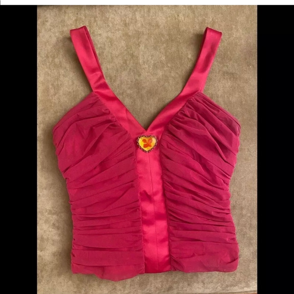 ♥️Y2K corset top evening bustier hot pink Fuchsia heart pink small
